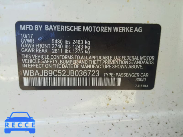 2018 BMW M550XI WBAJB9C52JB036723 зображення 9
