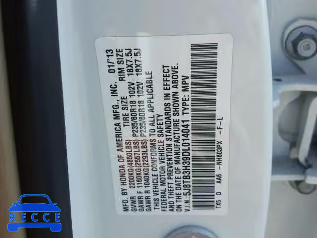 2013 ACURA RDX BASE 5J8TB3H39DL014041 image 9