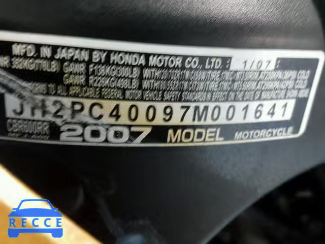 2007 HONDA CBR600 RR JH2PC40097M001641 image 18