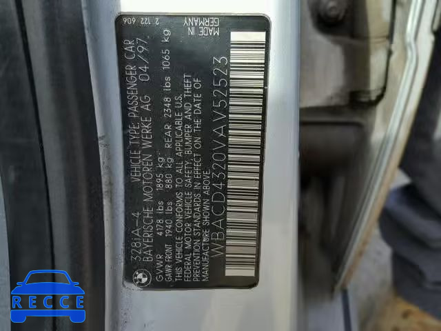 1997 BMW 328 I AUTO WBACD4320VAV52523 image 9