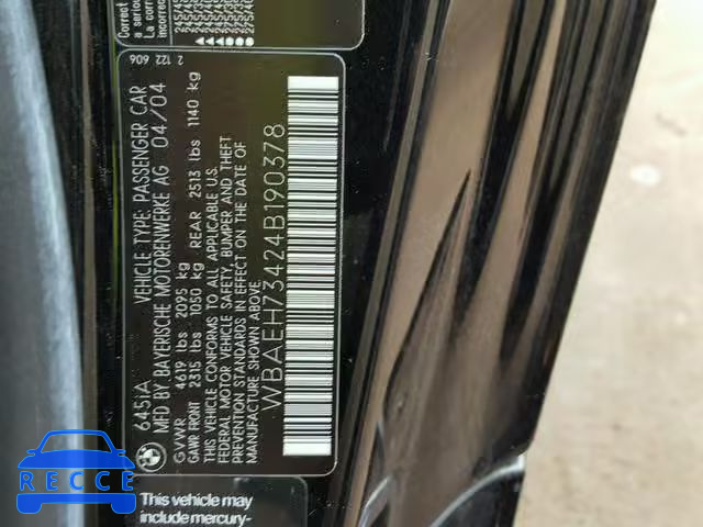 2004 BMW 645 CI AUT WBAEH73424B190378 image 9