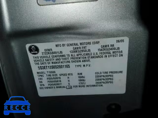 2005 SAAB 9-7X LINEA 5S3ET13S652801165 image 9