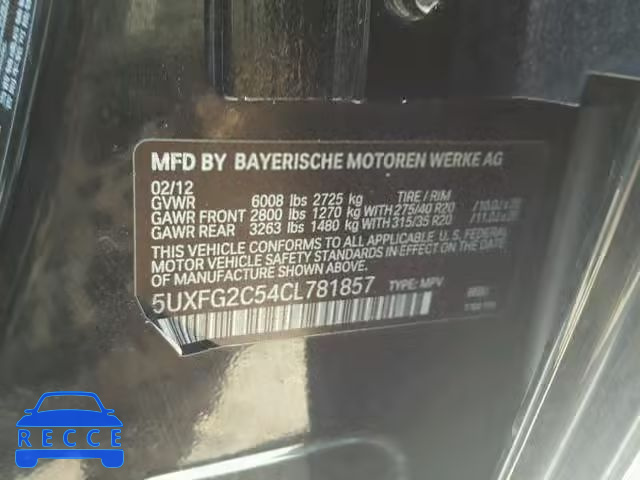 2012 BMW X6 XDRIVE3 5UXFG2C54CL781857 image 9