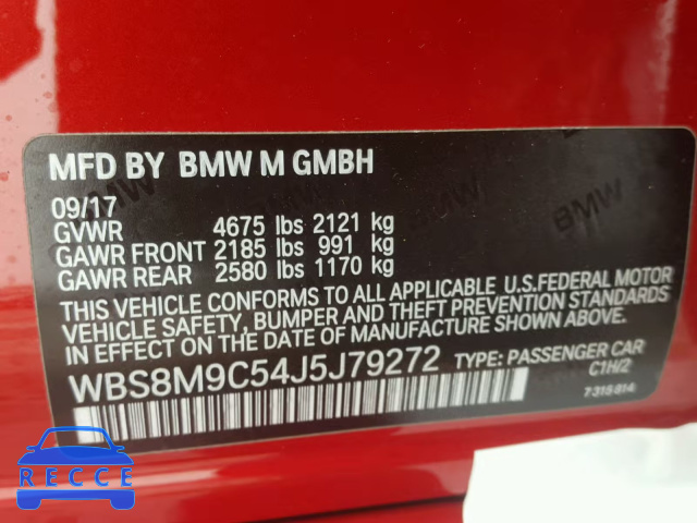2018 BMW M3 WBS8M9C54J5J79272 зображення 9
