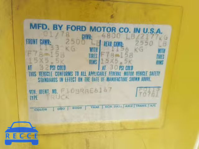 1978 FORD PICKUP F10BRBE6167 image 9
