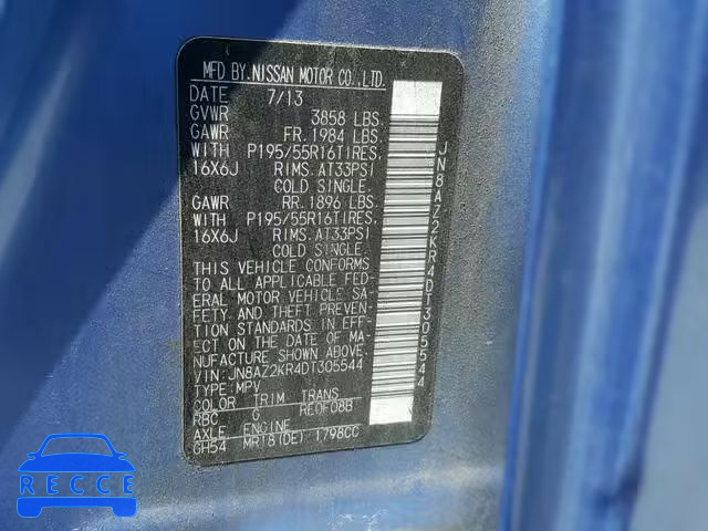 2013 NISSAN CUBE S JN8AZ2KR4DT305544 image 9