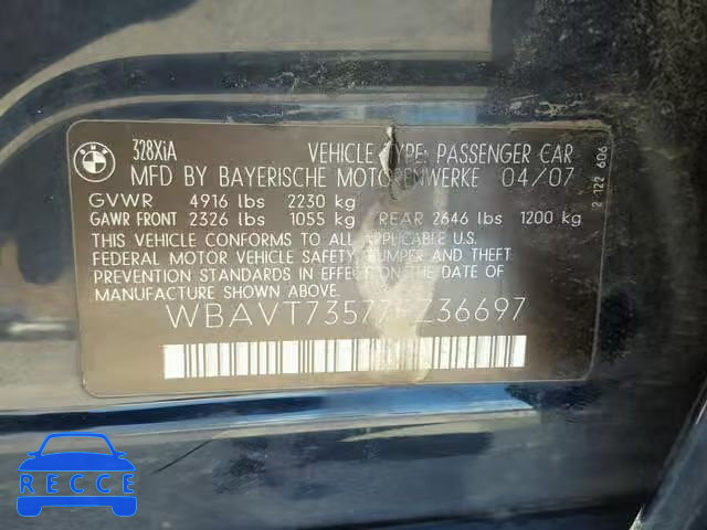 2007 BMW 328 XIT WBAVT73577FZ36697 зображення 9