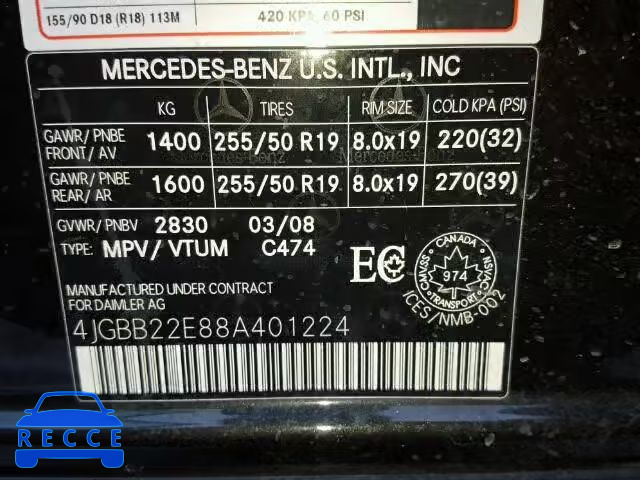 2008 MERCEDES-BENZ ML 320 CDI 4JGBB22E88A401224 image 9