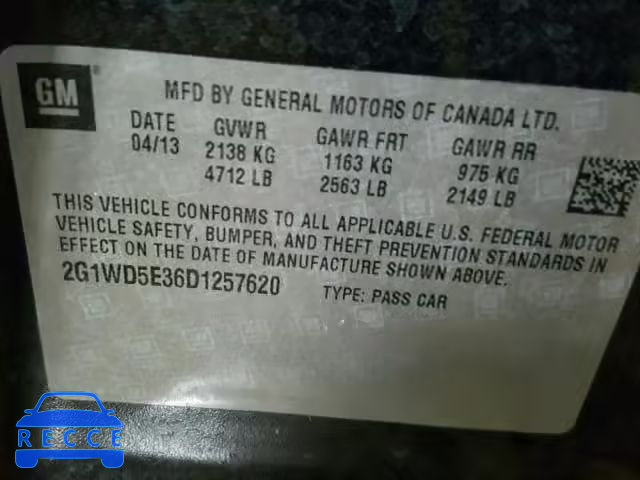 2013 CHEVROLET IMPALA POL 2G1WD5E36D1257620 image 9