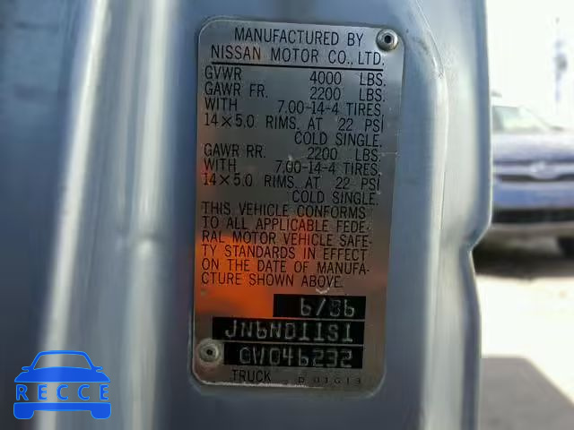 1986 NISSAN D21 SHORT JN6ND11S1GW046232 image 9