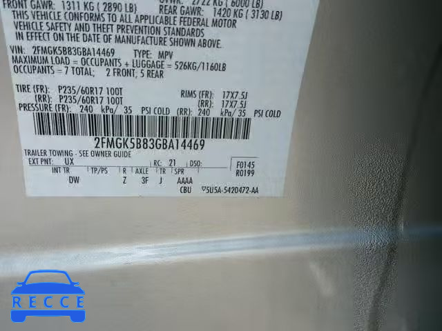 2016 FORD FLEX SE 2FMGK5B83GBA14469 image 9