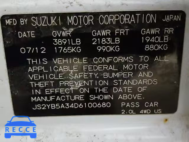 2013 SUZUKI SX4 BASE JS2YB5A34D6100680 image 9