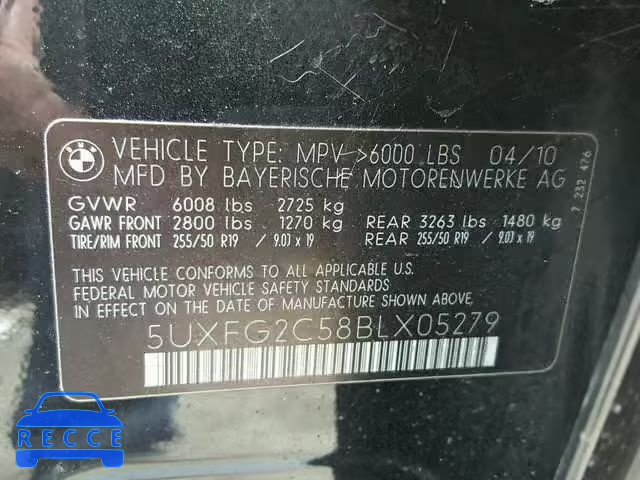 2011 BMW X6 XDRIVE3 5UXFG2C58BLX05279 image 9