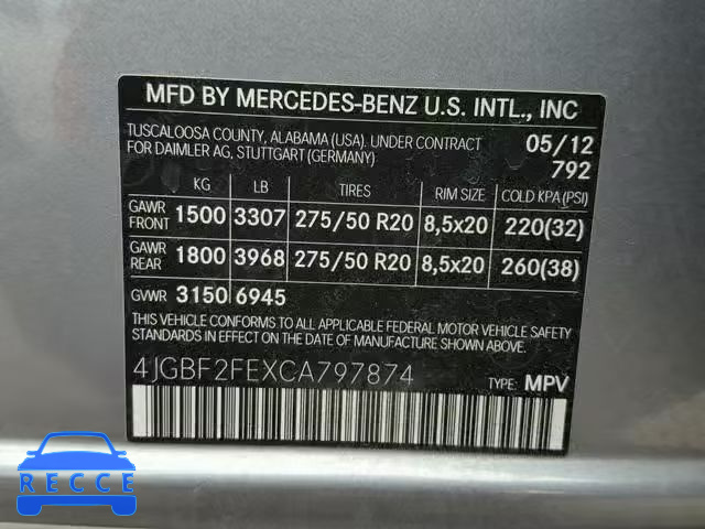 2012 MERCEDES-BENZ GL 350 BLU 4JGBF2FEXCA797874 зображення 9