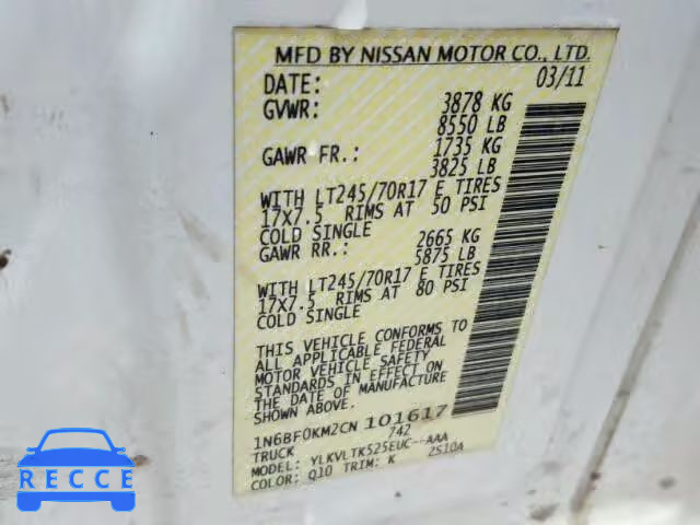 2012 NISSAN NV 1500 1N6BF0KM2CN101617 image 9