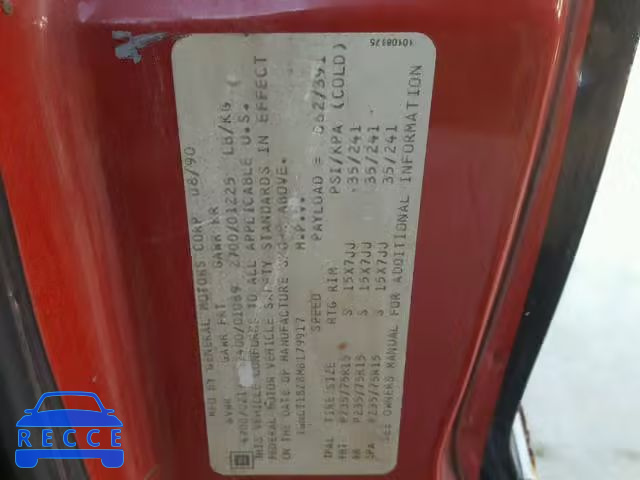 1991 CHEVROLET BLAZER S10 1GNCT18Z8M8179917 зображення 9