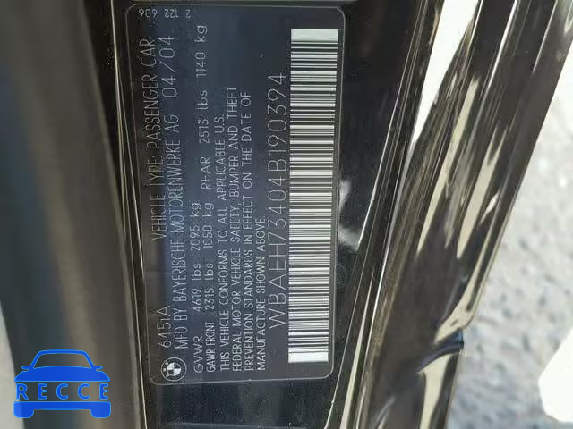 2004 BMW 645 CI AUT WBAEH73404B190394 image 9