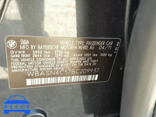 2011 BMW 550 GT WBASN4C57BC209937 зображення 9