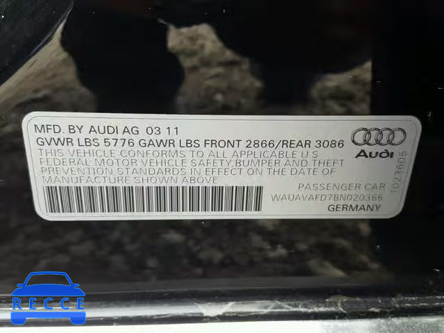 2011 AUDI A8 QUATTRO WAUAVAFD7BN020366 image 9