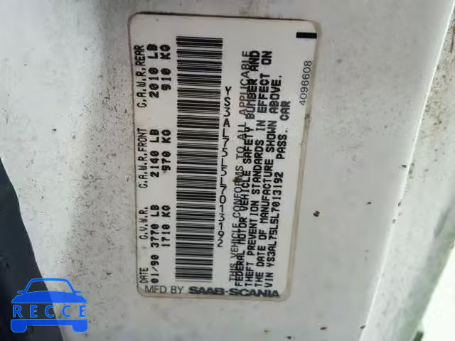 1990 SAAB 900 YS3AL75L5L7013192 зображення 9