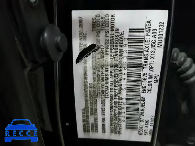 2008 MITSUBISHI ENDEAVOR S 4A4MM31S18E033393 image 9