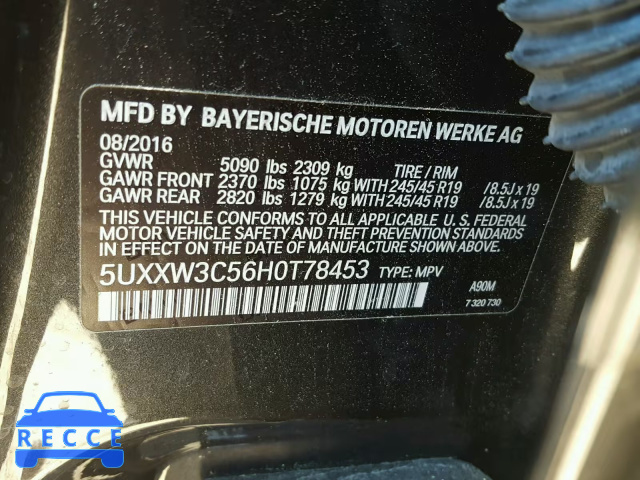 2017 BMW X4 XDRIVE2 5UXXW3C56H0T78453 image 9