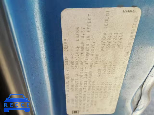 1989 CHEVROLET S TRUCK S1 1GCBS14E4K2193176 зображення 9