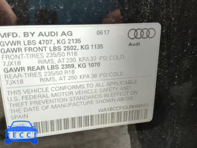 2018 AUDI Q3 PREMIUM WA1BCCFS3JR008563 image 9