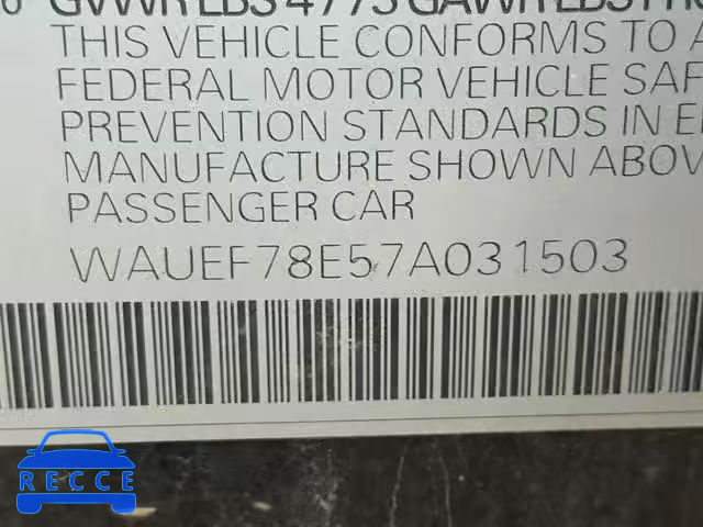 2007 AUDI A4 S-LINE WAUEF78E57A031503 image 9