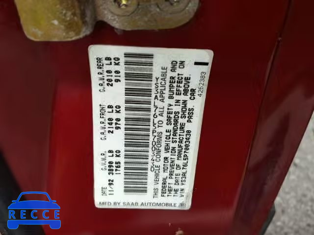 1993 SAAB 900 YS3AL76L5P7003430 image 9
