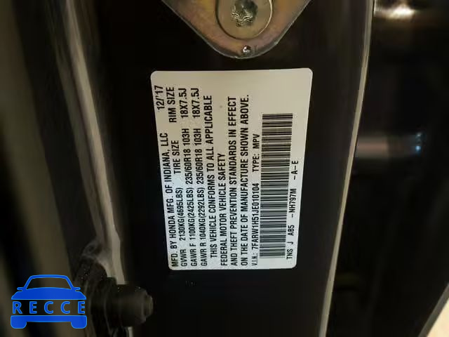 2018 HONDA CR-V EX 7FARW1H51JE010104 Bild 9