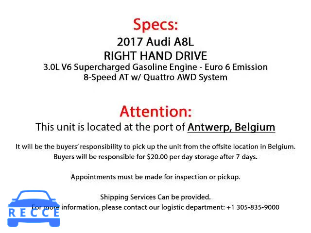 2017 AUDI A8 WAUZZZ4H2HN015631 image 9