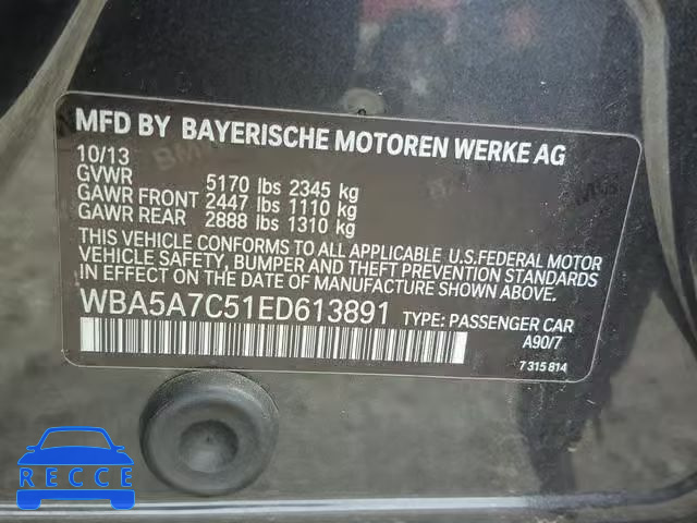 2014 BMW 528 XI WBA5A7C51ED613891 зображення 9