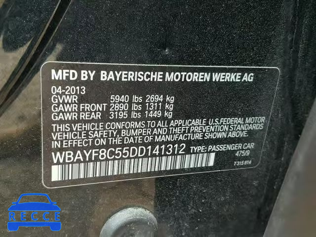2013 BMW 750LI XDRI WBAYF8C55DD141312 image 9