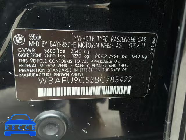 2011 BMW 550 XI WBAFU9C52BC785422 зображення 9