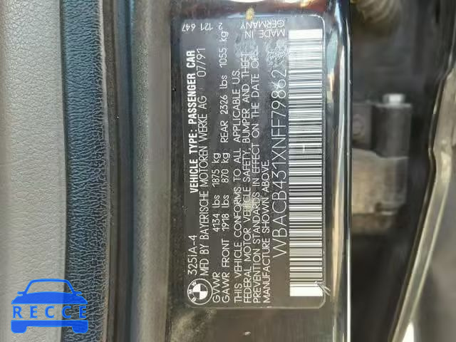 1992 BMW 325 I AUTO WBACB431XNFF79862 image 9