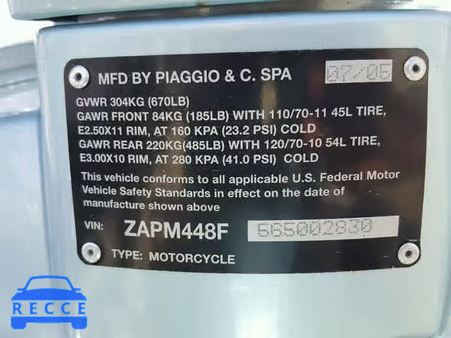 2006 VESPA LX 150 ZAPM448F565002830 image 9