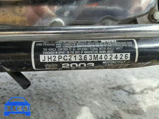 2003 HONDA VT600 CD JH2PC21363M402426 зображення 9