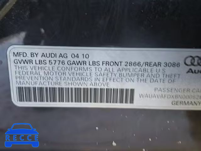 2011 AUDI A8 QUATTRO WAUAVAFDXBN000628 image 9