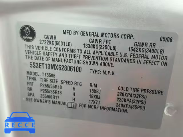 2006 SAAB 9-7X ARC 5S3ET13MX62806100 image 9