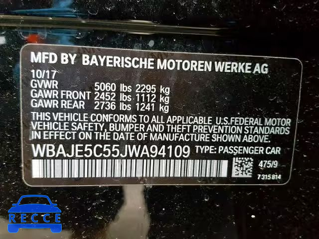 2018 BMW 540 I WBAJE5C55JWA94109 image 9