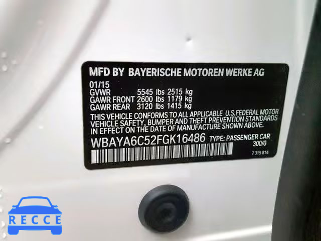 2015 BMW 740 I WBAYA6C52FGK16486 image 9