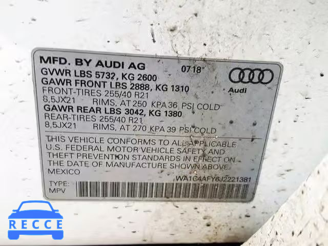 2018 AUDI SQ5 PRESTI WA1C4AFY6J2221381 image 9