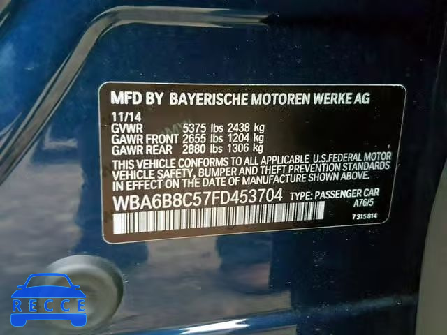 2015 BMW 640 XI WBA6B8C57FD453704 зображення 9