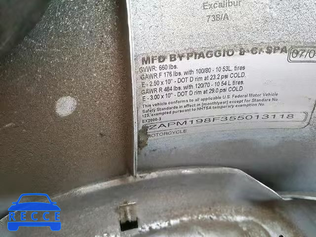 2005 VESPA M198F ZAPM198F355013118 image 9