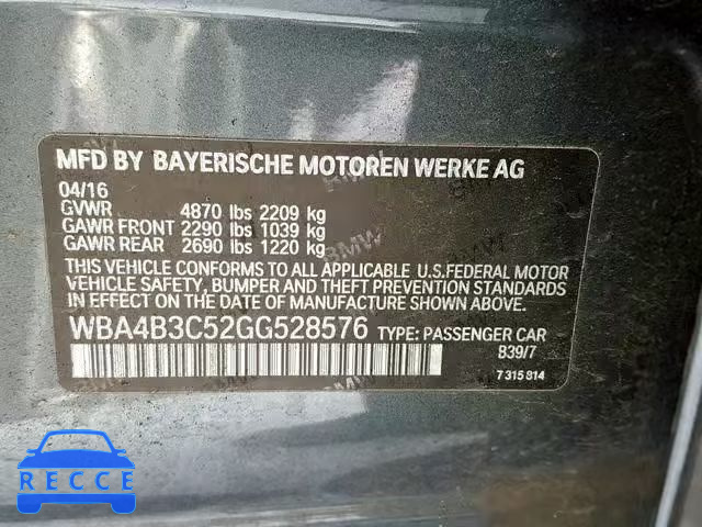 2016 BMW 435 XI WBA4B3C52GG528576 зображення 9