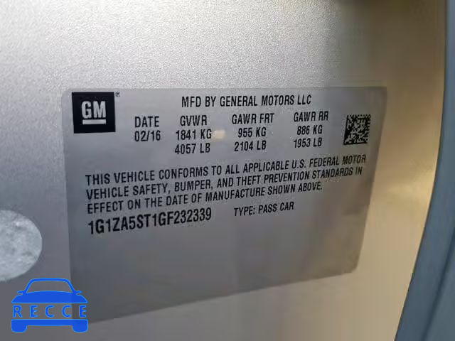 2016 CHEVROLET MALIBU L 1G1ZA5ST1GF232339 image 9