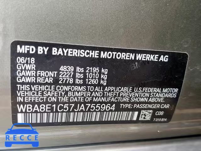 2018 BMW 330E WBA8E1C57JA755964 зображення 9