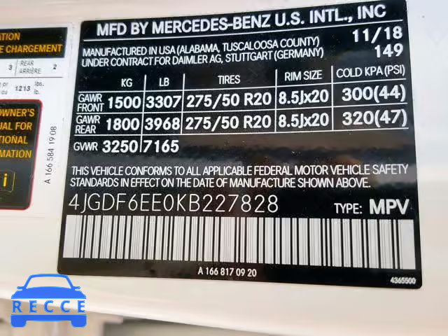 2019 MERCEDES-BENZ GLS 450 4M 4JGDF6EE0KB227828 image 9