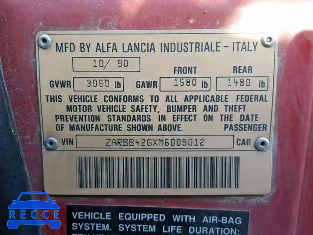 1991 ALFA ROMEO SPIDER ZARBB42GXM6009012 image 9